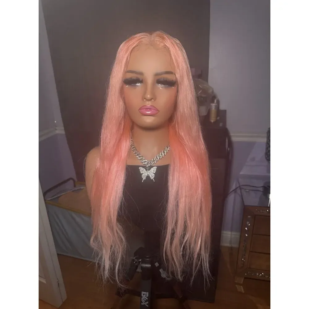 13x6 Lace Front Human Hair Wig Pink